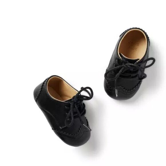 Janie and Jack 100048456 Baby Wingtip Shoe Black NWT size 0-3 months - Picture 1 of 9